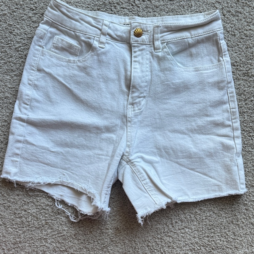 Oat New York White Frayed Jean Shorts